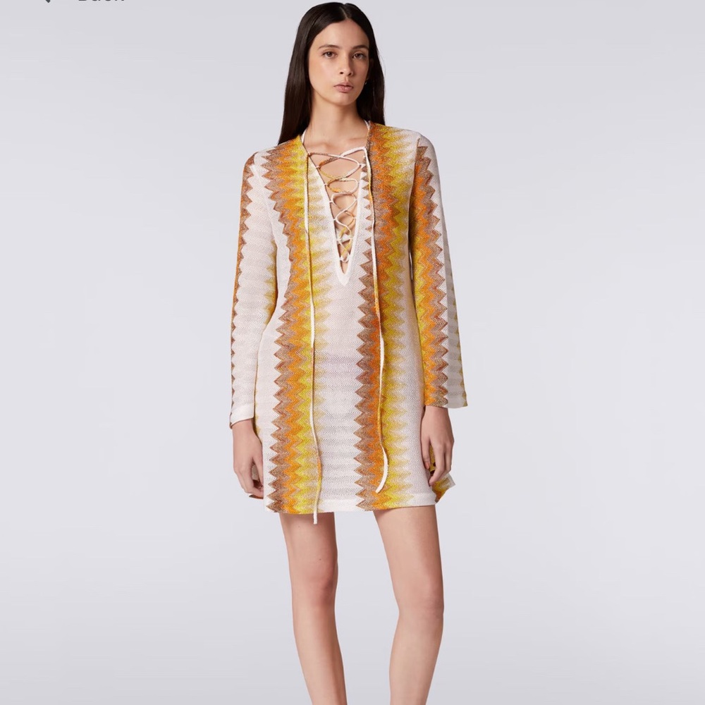 Missoni Multicolor Zigzag Lace-Up Coverup